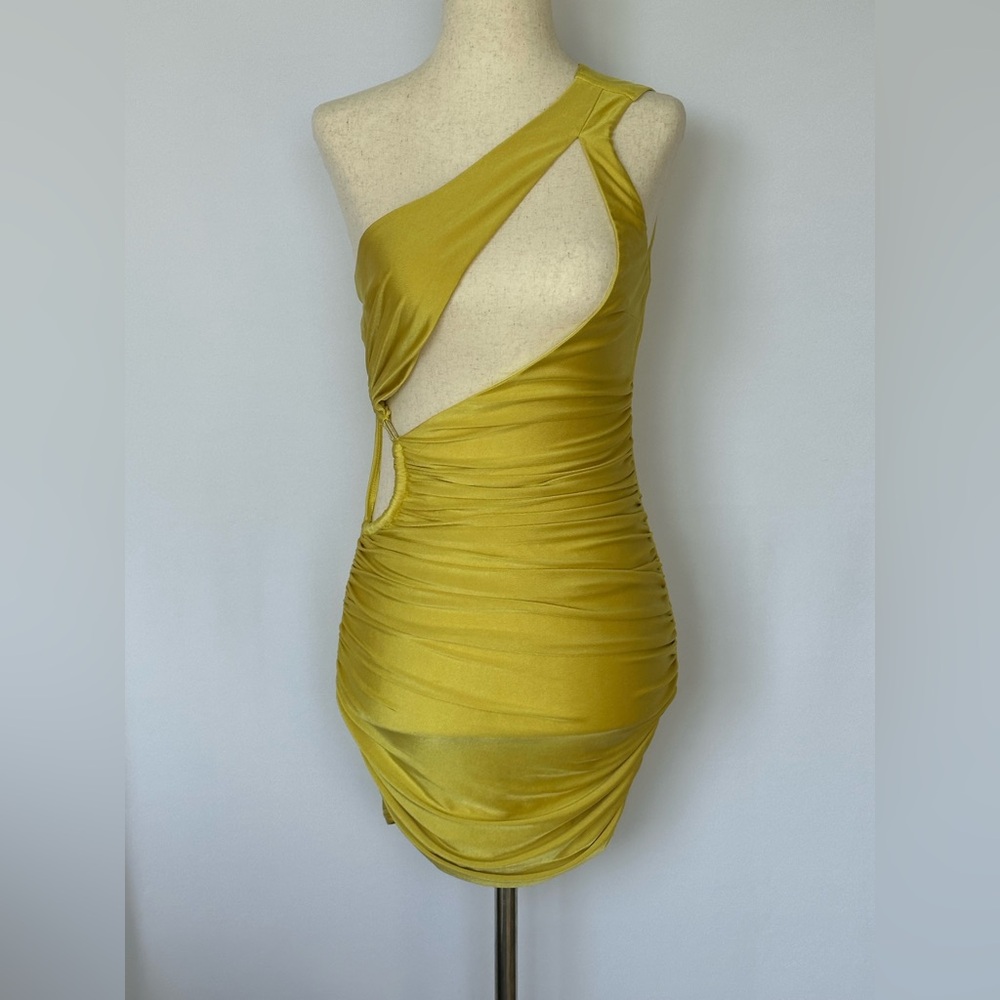 Fashion Nova Elegant Yellow One-Shoulder Dress